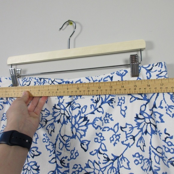 J. Jill Floral Stretch Pants Women 14 Tall Blue White Cotton Blend Summer 310 - Picture 8 of 11